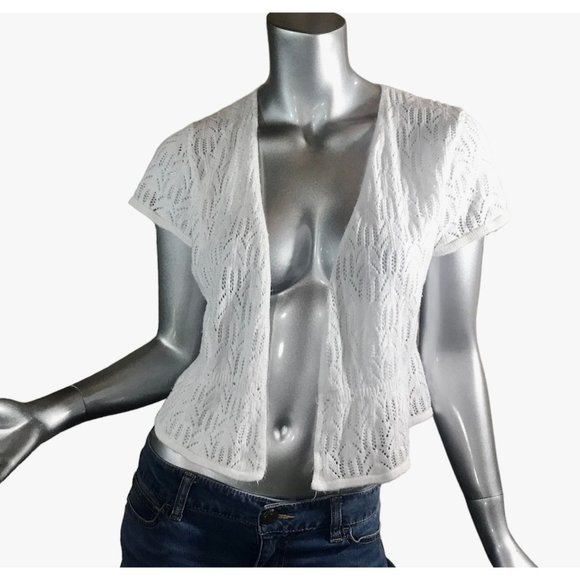a.n.a. A New Approach Women's Small Vintage USA Knit Cardigan Crop Open Front To - Picture 1 of 15